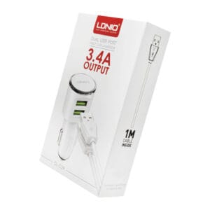 PUNJAČ 2U1 LDNIO BRZI 2*USB 3,4A + USB TIP C BIJELI